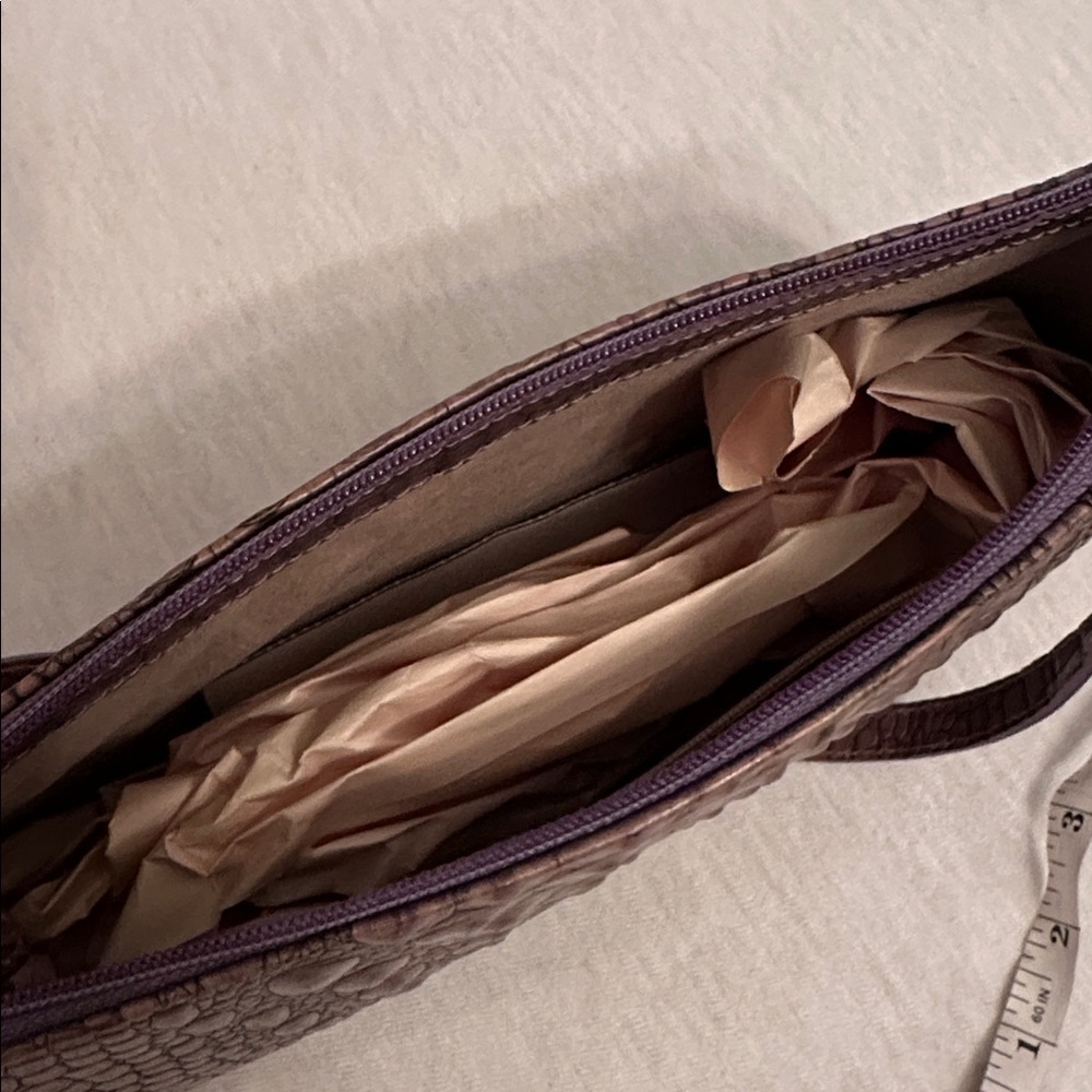 Vintage Brahmin Y2K Croc Embossed Leather Handbag Shoulder Mini Bag w/ Dust Bag - Picture 9 of 16